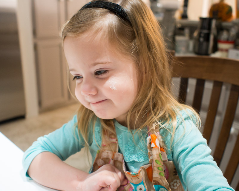 Cutting cookies.