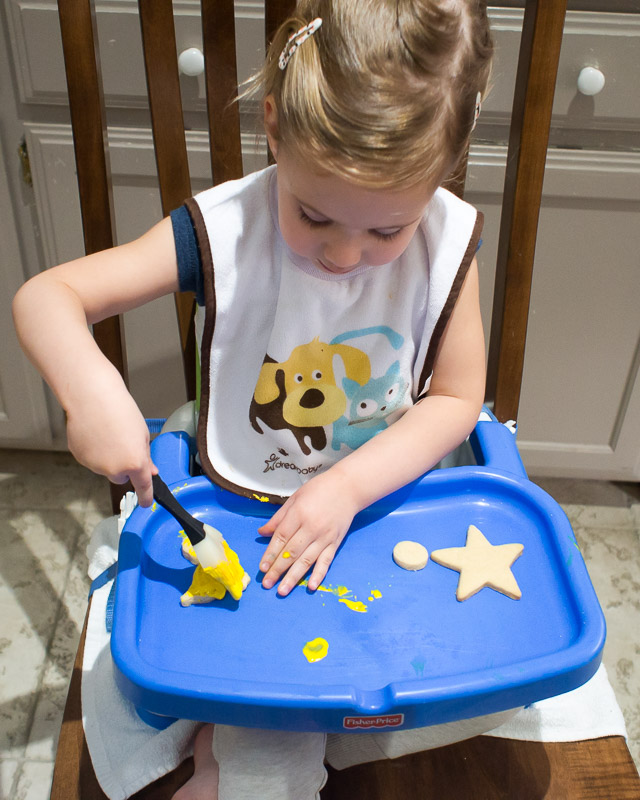 Applying icing with a silicon brush.