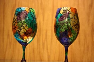 AMOA painted wine glass