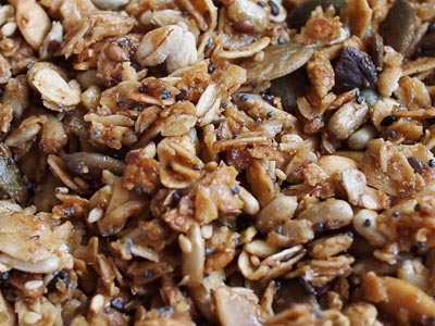 seeded granola closeup