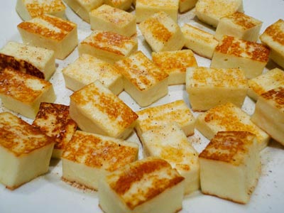 browned paneer cubes