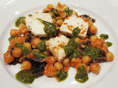 chickpeas, haloumi, and mojo verde