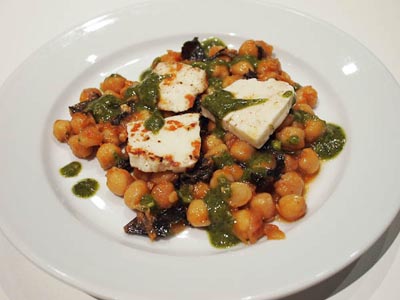 chickpeas, haloumi, and mojo verde