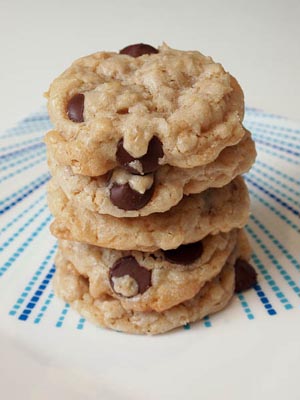 stack of chocolate chip oatmeal cookies