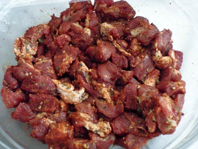 Chorizo-seasoned pork chunks