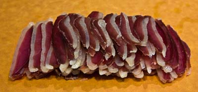 pile of duck prosciutto slices