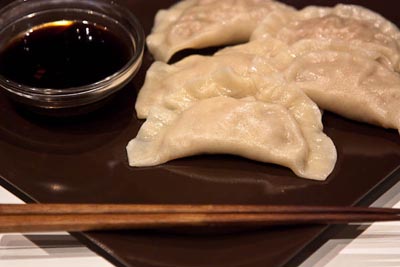 pork and napa dumplings with dipping sauce