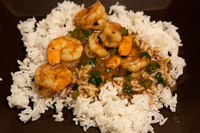 plated shrimp etouffee