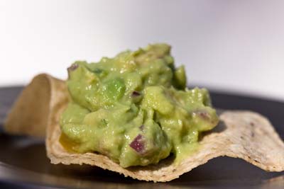 guacamole on tortilla chip