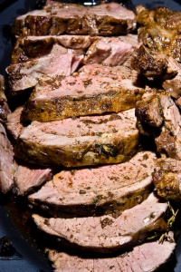 roasted leg of lamb, sliced