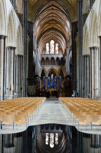 Playing with reflection at the Salisbury Cathedral