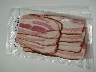 bacon from a vacuum-sealed package
