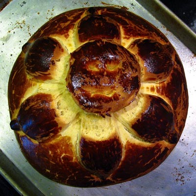 pan de muertos, baked but not sugared