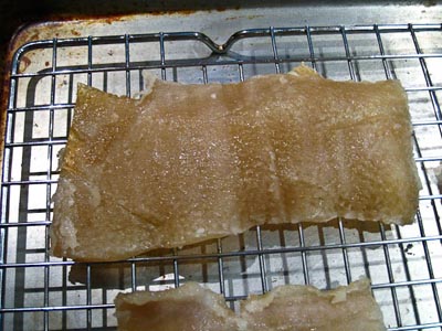 scraped pig skin