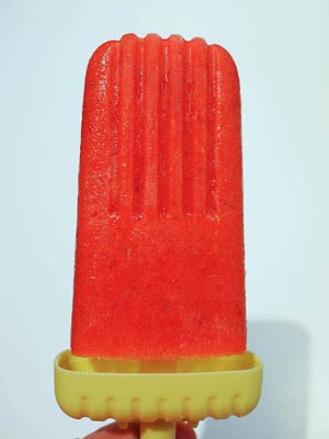 strawberry-basil ice pop
