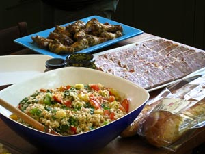 potluck spread - pate on the right