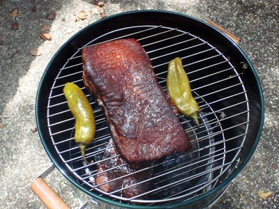 smoking bacon and hatch chiles