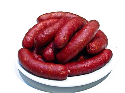 plate of smoked venison sausage
