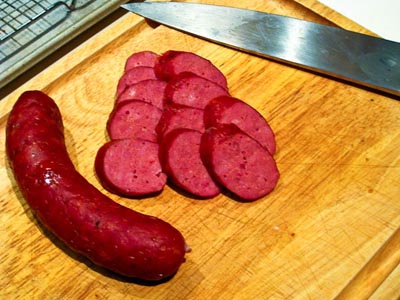 sliced venison sausage
