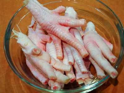 prepped chicken feet