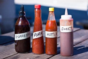 franklin sauces: espresso, pork, hot, and sweet